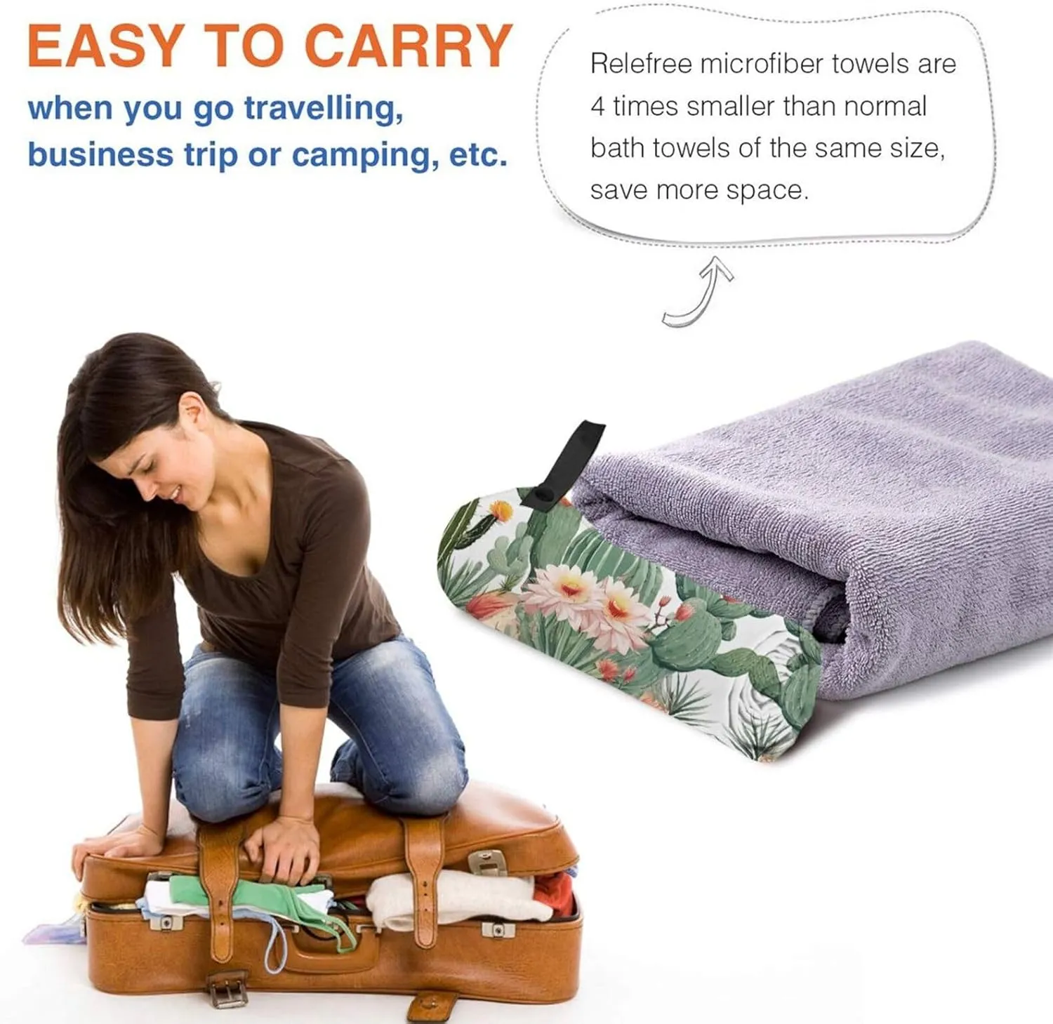 Plant Flower Premium Compact Microfiber Travel Towel-Featherlight & Quick Dry,Sand-Resistant Beach Towel for Swimming,Camping,Vacation Essentials with Carry Pouch