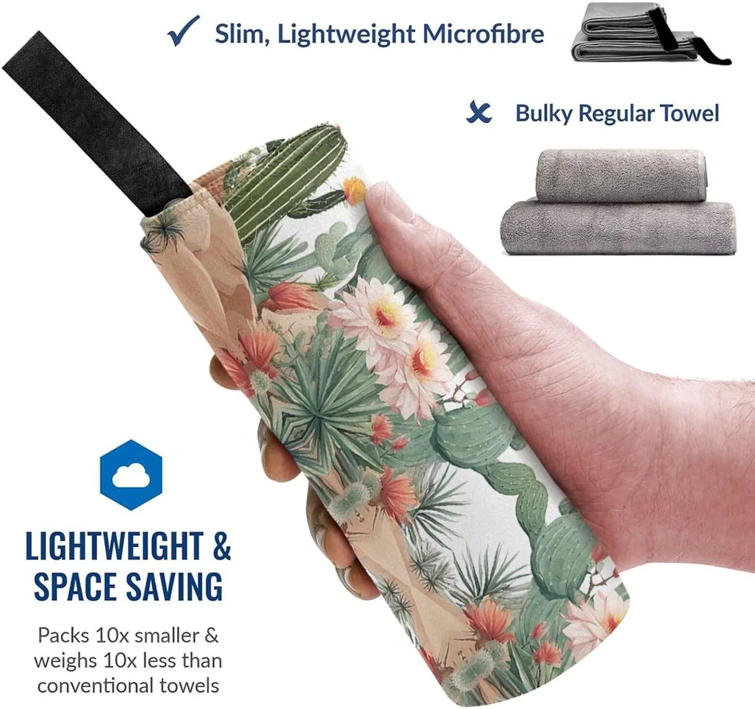 Plant Flower Premium Compact Microfiber Travel Towel-Featherlight & Quick Dry,Sand-Resistant Beach Towel for Swimming,Camping,Vacation Essentials with Carry Pouch