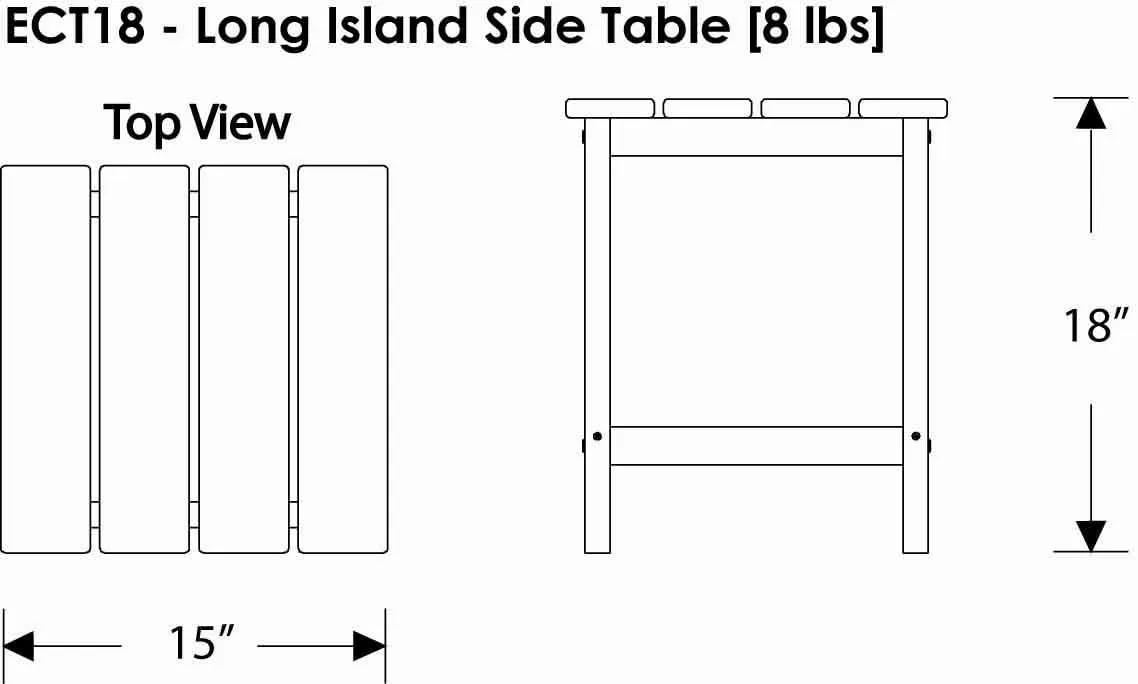 POLYWOOD ECT18SA Long Island 18" Side Table, Sand