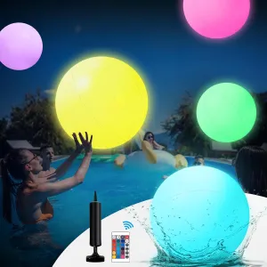 Pool Toys, 8 Packs Light Up Beach Balls, 16" LED Glow in The Dark Beach Balls with 16 Colors Lights and 5 Light Modes, Pool Beach Ball with Remote Control for Adults Outdoor Pool Party Games