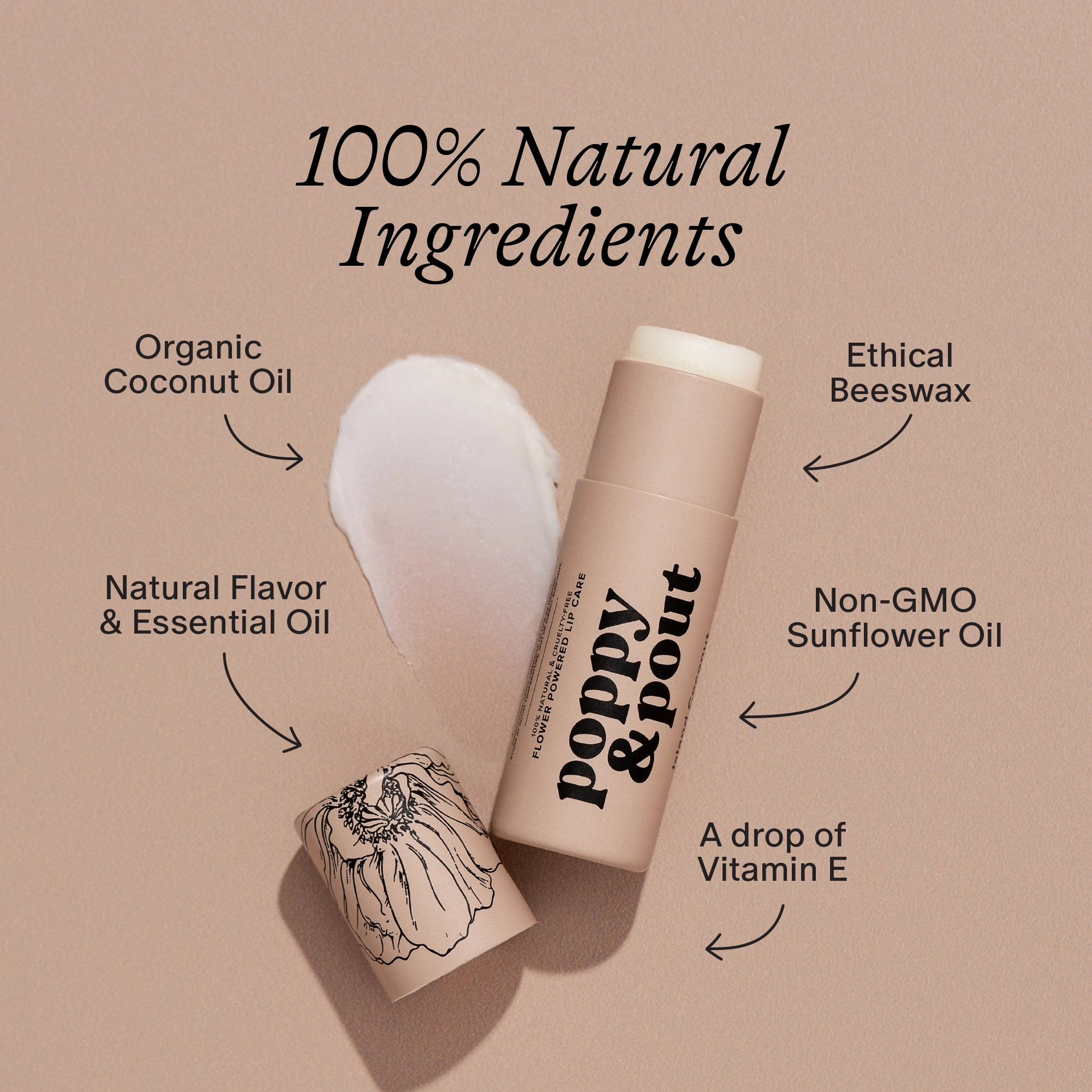 Poppy and Pout Lip Balm, Island Coconut