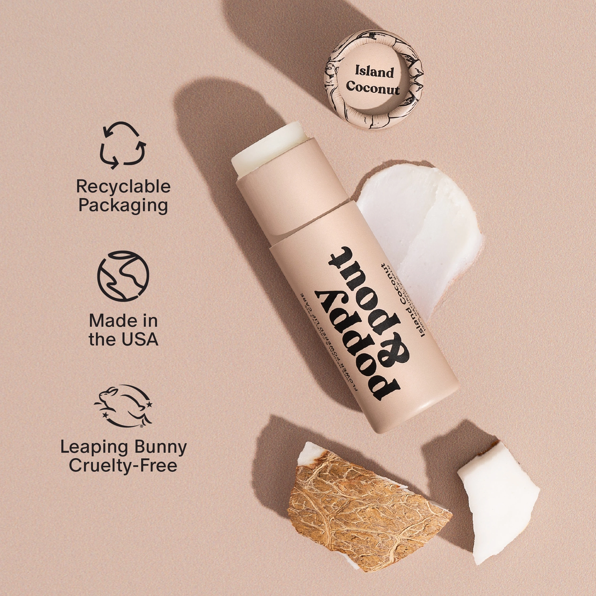 Poppy and Pout Lip Balm, Island Coconut