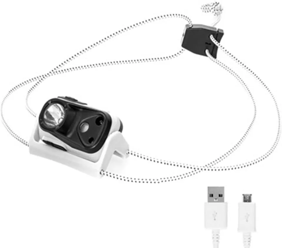 Portable Mini LED Sensor Headlamp,Multifunctional High Elasticity and Comfortable Nylon Headband USB Rechargeable COB Headlamp,Very Suitable for Child, Outdoor, Camping, Hiking, Fishin,White