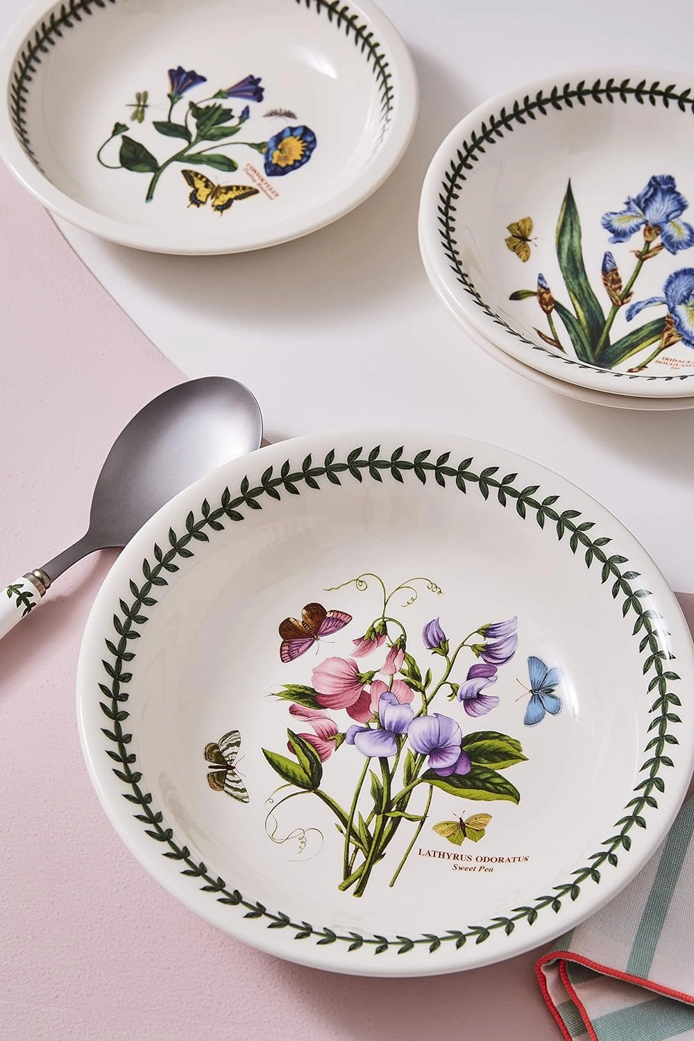Portmeirion Botanic Garden Pasta Bowl | Set of 6 Bowls with Assorted Motifs | 8.5 Inch | Made from Fine Earthenware | Microwave and Dishwasher Safe | Made in England
