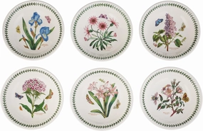 Portmeirion Botanic Garden Pasta Bowl | Set of 6 Bowls with Assorted Motifs | 8.5 Inch | Made from Fine Earthenware | Microwave and Dishwasher Safe | Made in England