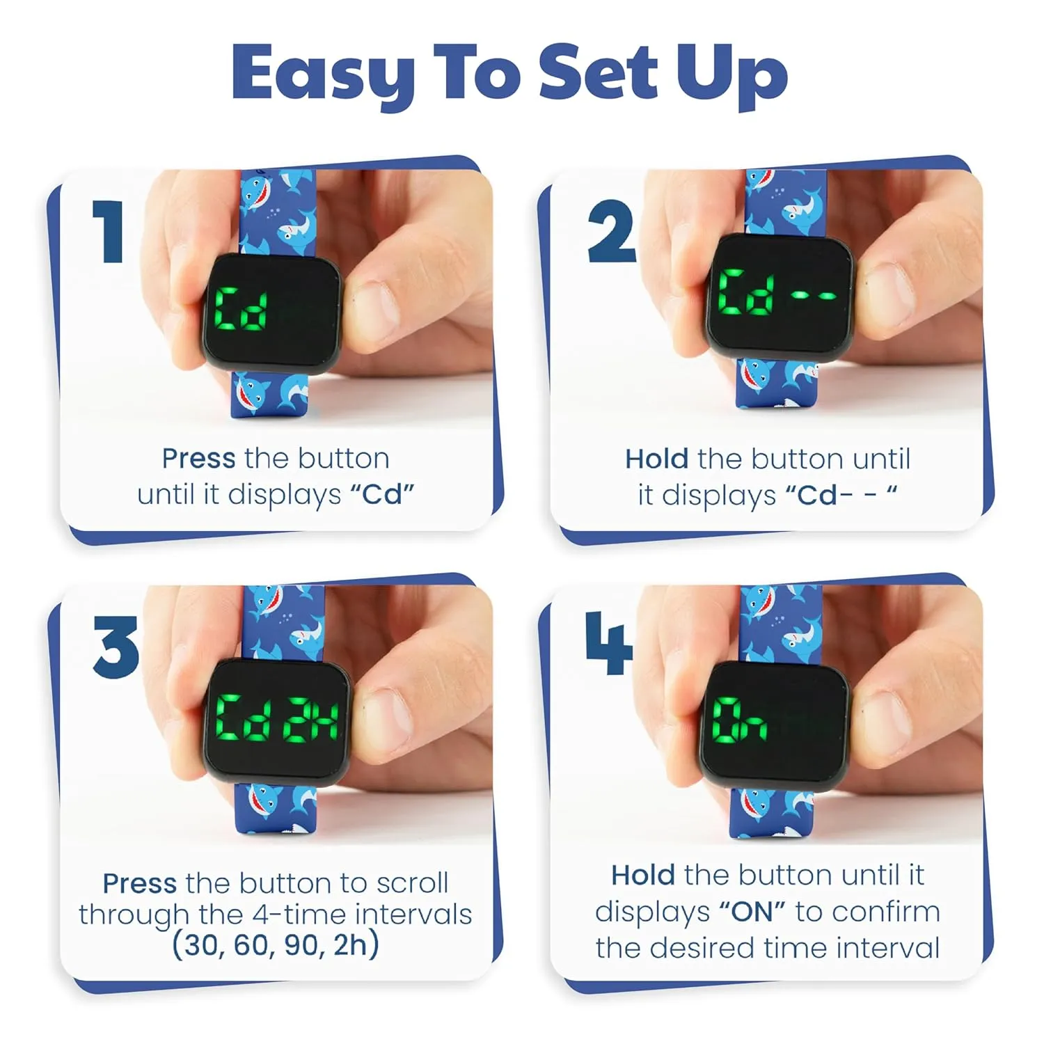 Potty Training Watch for Kids V2 – A Water Resistant Toilet Reminder Device for Boys & Girls to Train Your Toddler with Fun/Musical & Vibration Interval Reminder with Potty Training eBook (Sharks)
