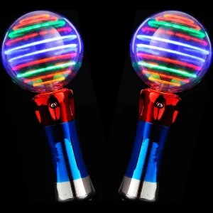 PowerTRC 2 Set of Light Up Magic Wand Toy for Kids | Spinning and Flashing LED Wand Light Show | Fun Gift, Party Favors, Classroom Rewards Or Birthday Parties