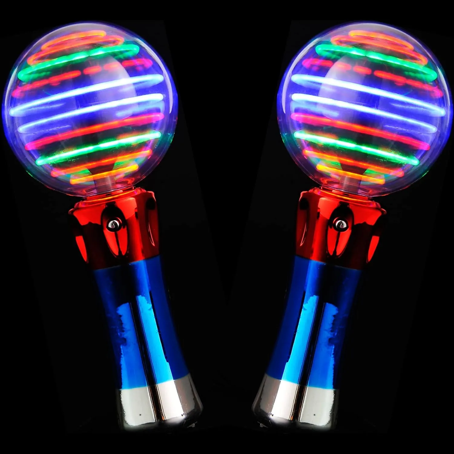 PowerTRC 2 Set of Light Up Magic Wand Toy for Kids | Spinning and Flashing LED Wand Light Show | Fun Gift, Party Favors, Classroom Rewards Or Birthday Parties