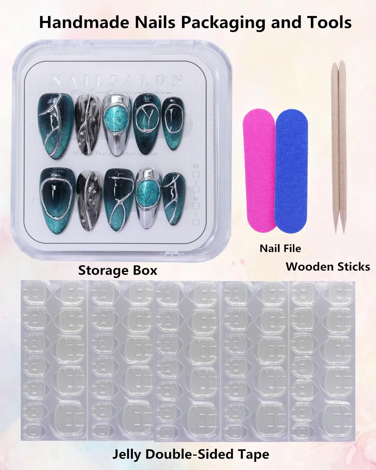 Press on Nails Handmade Nails Luxury Reusable Fake Nails For Girls Short Almond Armor Blue Cat Eyes Diamonds HandPainted Salon Loveful Design Acrylic Gel UV Finished For Women 3D Nails 10PCS L