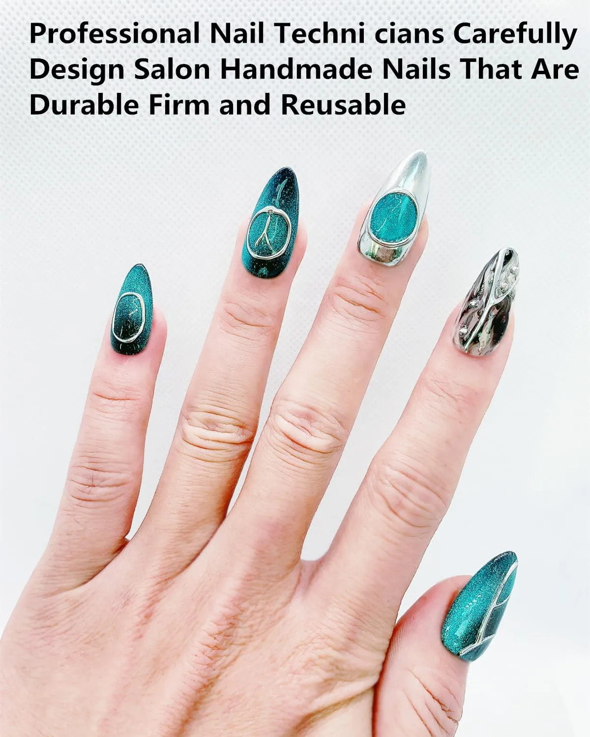 Press on Nails Handmade Nails Luxury Reusable Fake Nails For Girls Short Almond Armor Blue Cat Eyes Diamonds HandPainted Salon Loveful Design Acrylic Gel UV Finished For Women 3D Nails 10PCS L