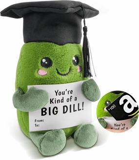 Primo Lines 2025 Graduation Stuffed Pickle Plush Toy - 7" Emotional Support Doll with Gift Card Holder & Graduation Cap, Inspirational Keepsake for Elementary, High School & College Graduates