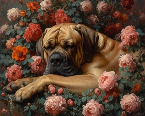 QACEYID Paint by Numbers, Sleeping Mastiff, Adult Crafts Adult Paint by Number Kits, Arts Crafts for Home Decor No Frame, 16x20 inch, Vibrant