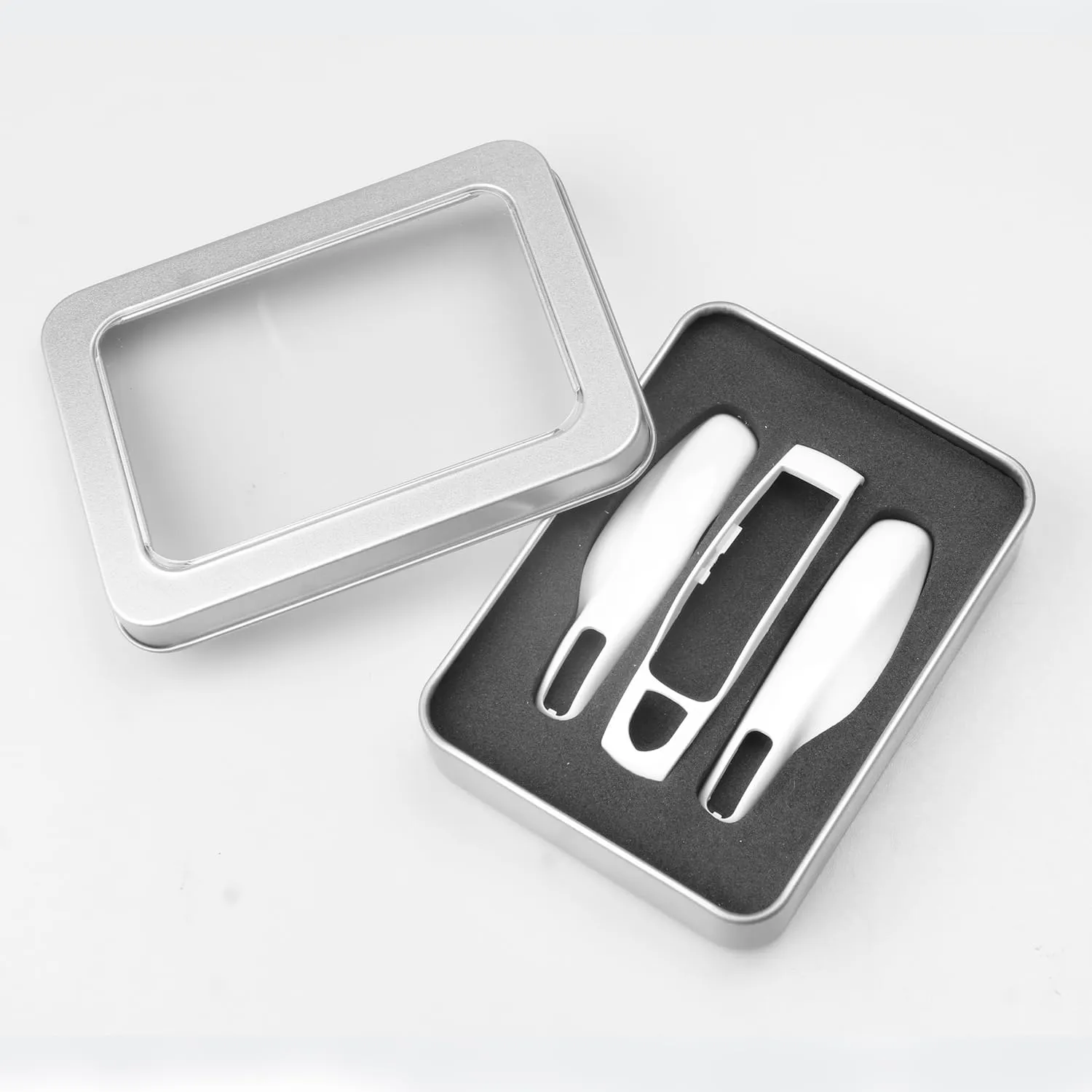 QBUC for Porsche Key Fob Cover,3-Piece Painted Key Shell Compatible with Porsche Cayenne Panamera Macan 911 Boxter Cayman (White)