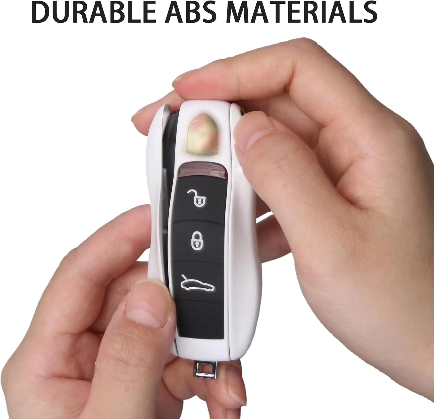 QBUC for Porsche Key Fob Cover,3-Piece Painted Key Shell Compatible with Porsche Cayenne Panamera Macan 911 Boxter Cayman (White)
