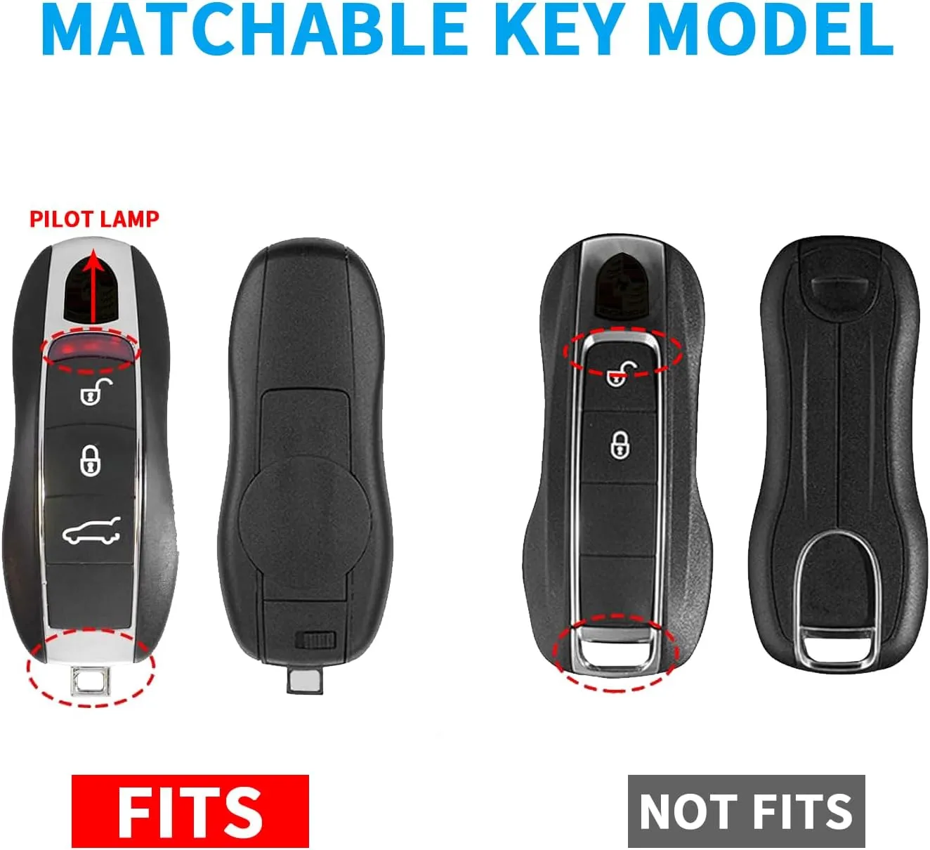 QBUC for Porsche Key Fob Cover,3-Piece Painted Key Shell Compatible with Porsche Cayenne Panamera Macan 911 Boxter Cayman (White)
