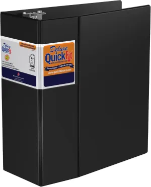 QuickFit Heavy-Duty Commercial Binder, 3-Ring D-Ring Binder, Black, 5 Inch