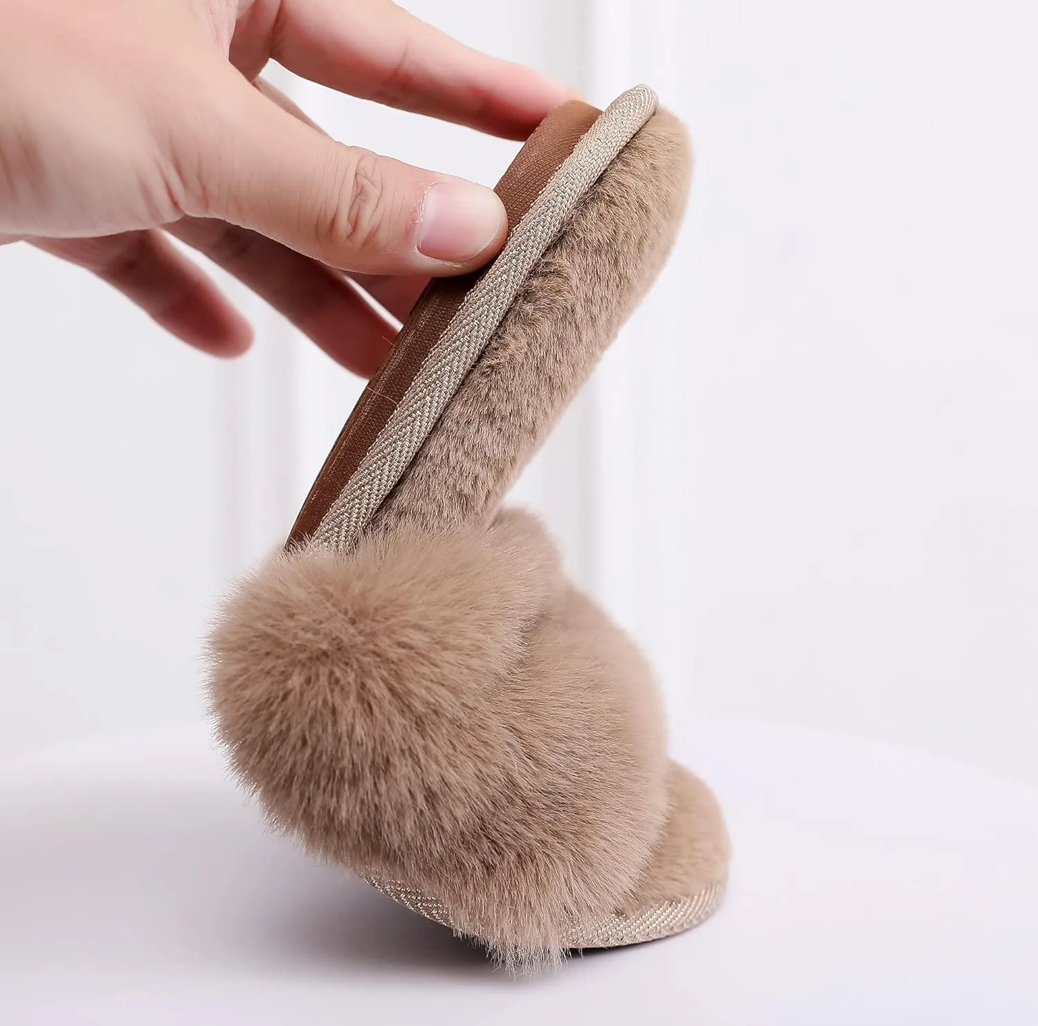 Rabbit Model Lady’s Comfortable Fuzzy Memory Foam Scuff Women’s Fashion Plush Peep-Toe Relaxing Indoor Slippers