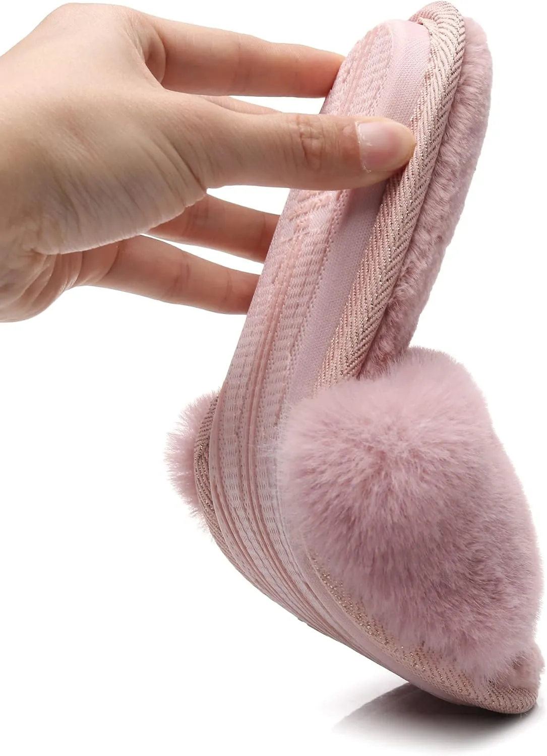 Rabbit Model Lady’s Comfortable Fuzzy Memory Foam Scuff Women’s Fashion Plush Peep-Toe Relaxing Indoor Slippers