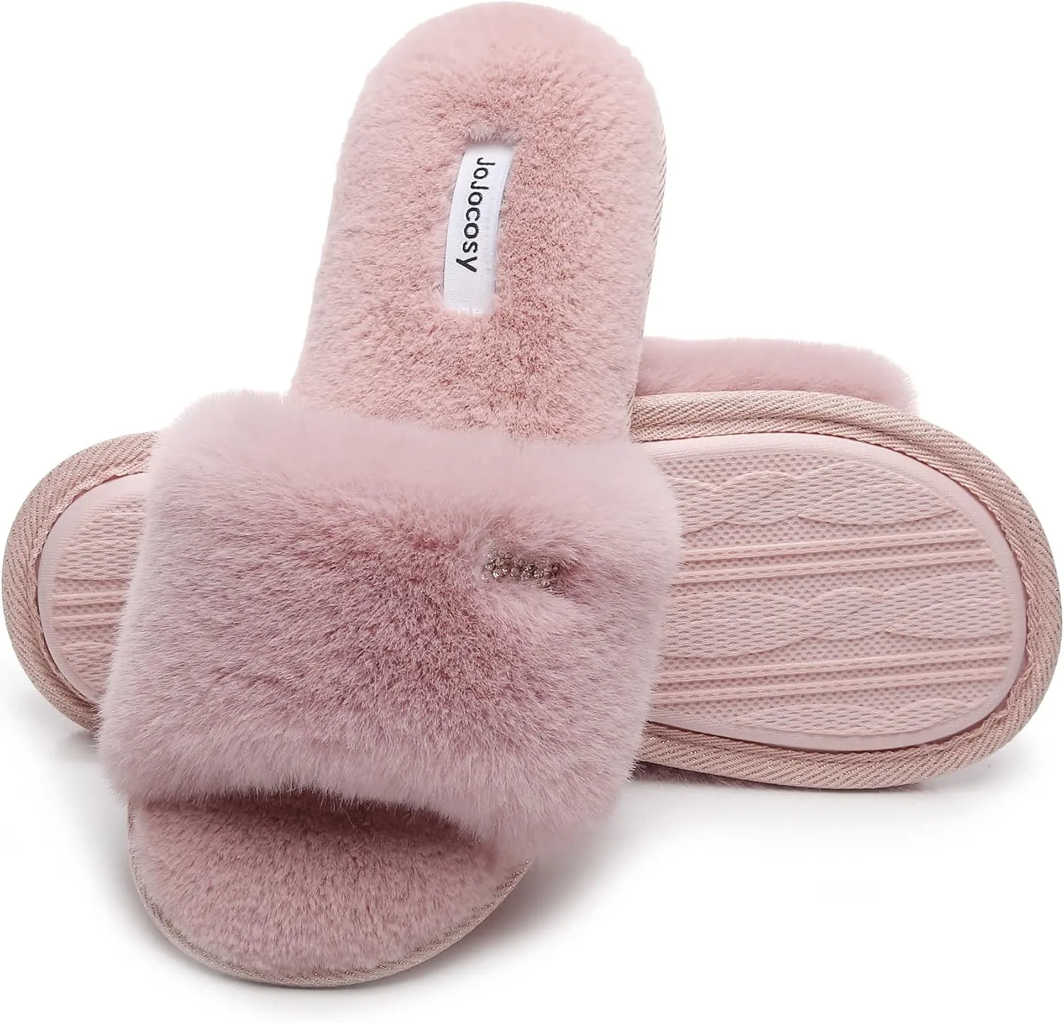 Rabbit Model Lady’s Comfortable Fuzzy Memory Foam Scuff Women’s Fashion Plush Peep-Toe Relaxing Indoor Slippers