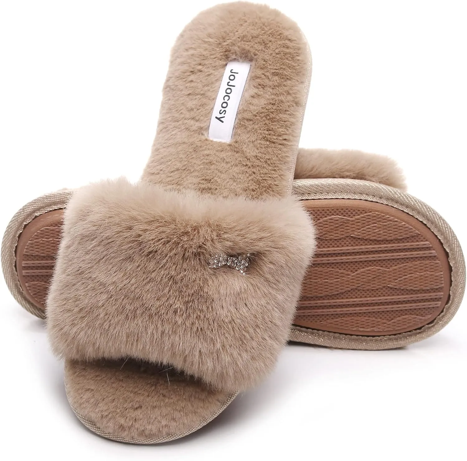 Rabbit Model Lady’s Comfortable Fuzzy Memory Foam Scuff Women’s Fashion Plush Peep-Toe Relaxing Indoor Slippers