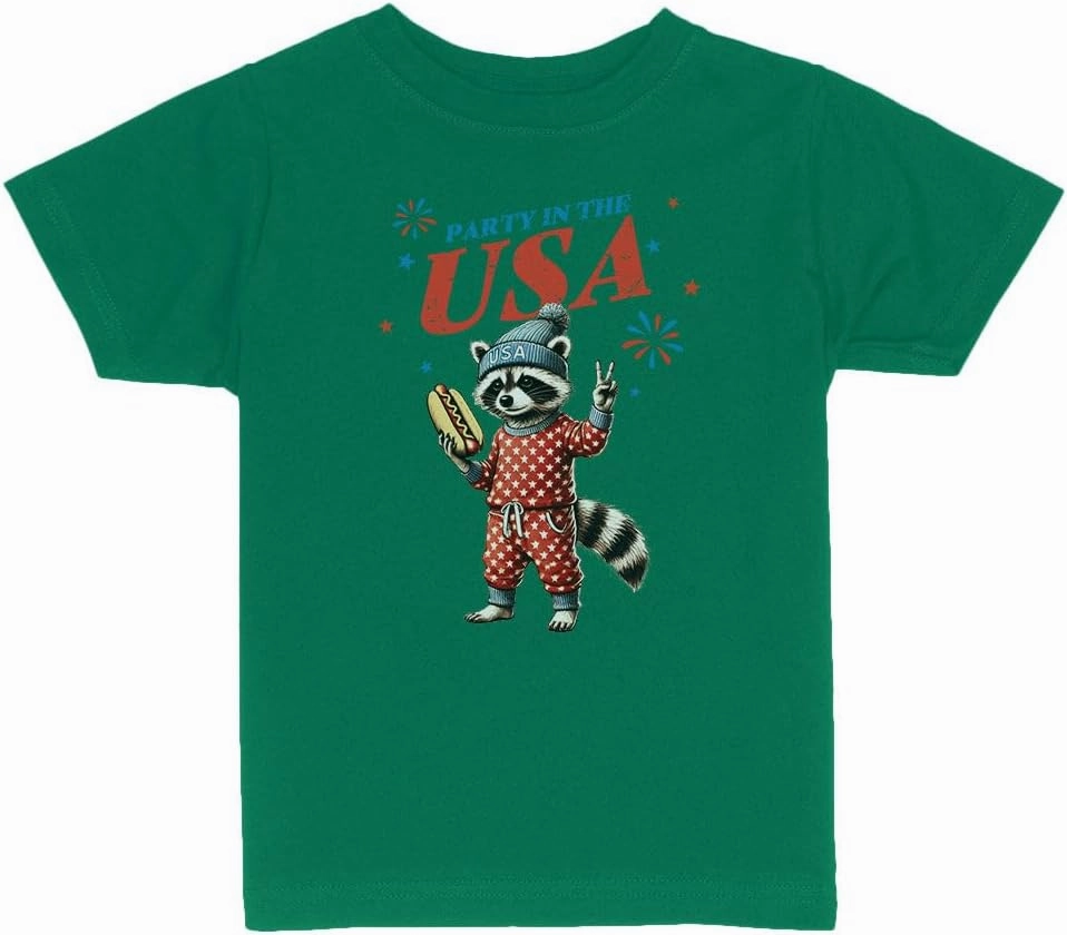 Raccoon Party in The USA Toddler Kids T-Shirt