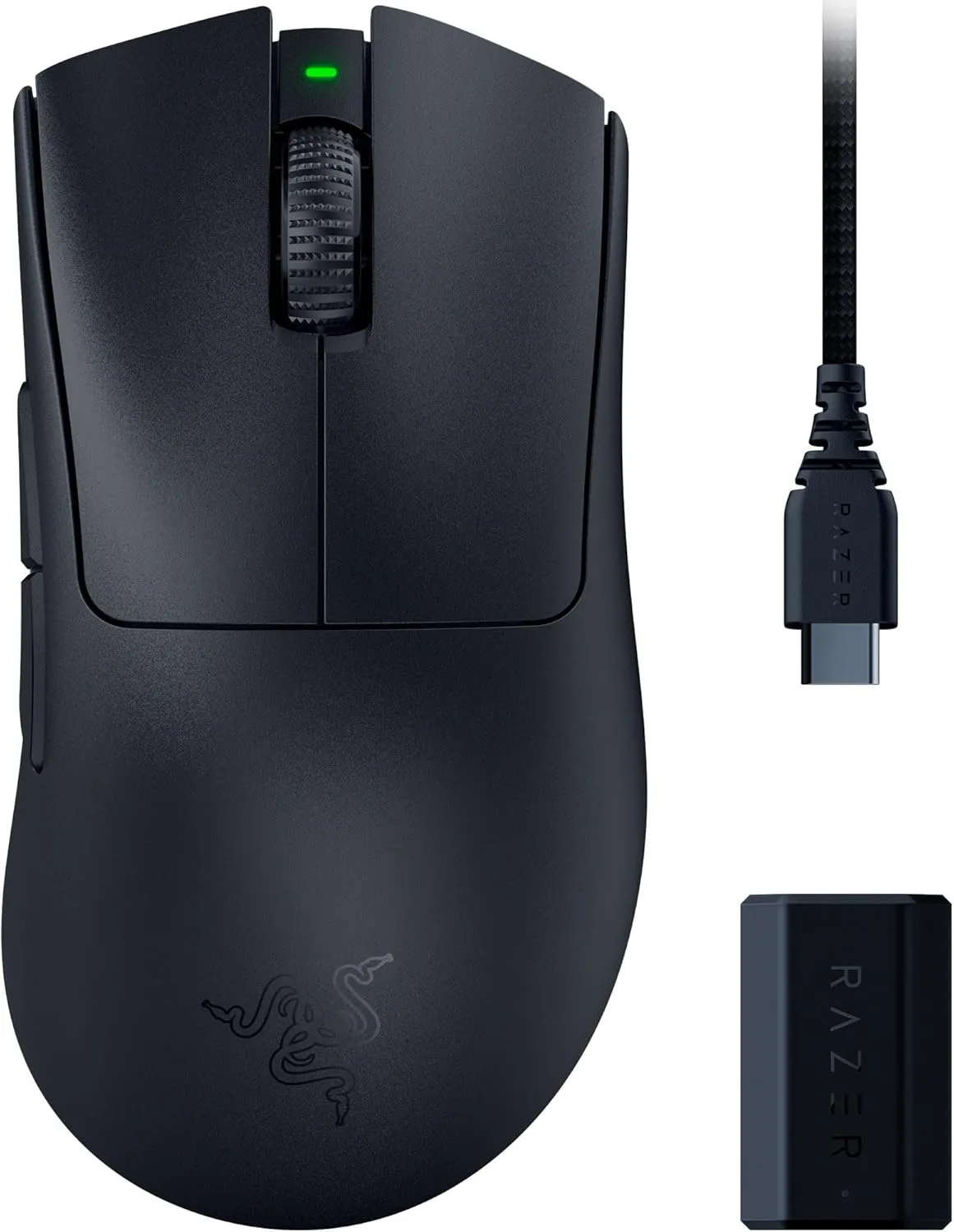 Razer DeathAdder V3 Pro Wireless Gaming Mouse   Hyperpolling Wireless Dongle: 63g Ultra Lightweight - Focus Pro 30K Optical Sensor - Optical Switches Gen-3-5 Programmable Buttons - Black