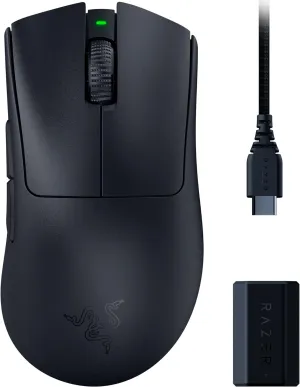 Razer DeathAdder V3 Pro Wireless Gaming Mouse   Hyperpolling Wireless Dongle: 63g Ultra Lightweight - Focus Pro 30K Optical Sensor - Optical Switches Gen-3-5 Programmable Buttons - Black