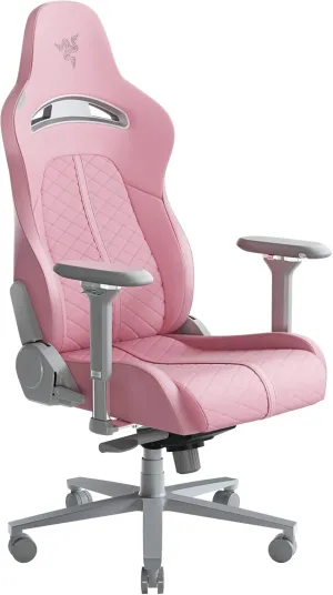 Razer Enki Gaming Chair: All-Day Comfort - Built-in Lumbar Arch - Optimized Cushion Density - Dual-Textured, Eco-Friendly Synthetic Leather - Reactive Seat Tilt & 152-Degree Recline - Pink
