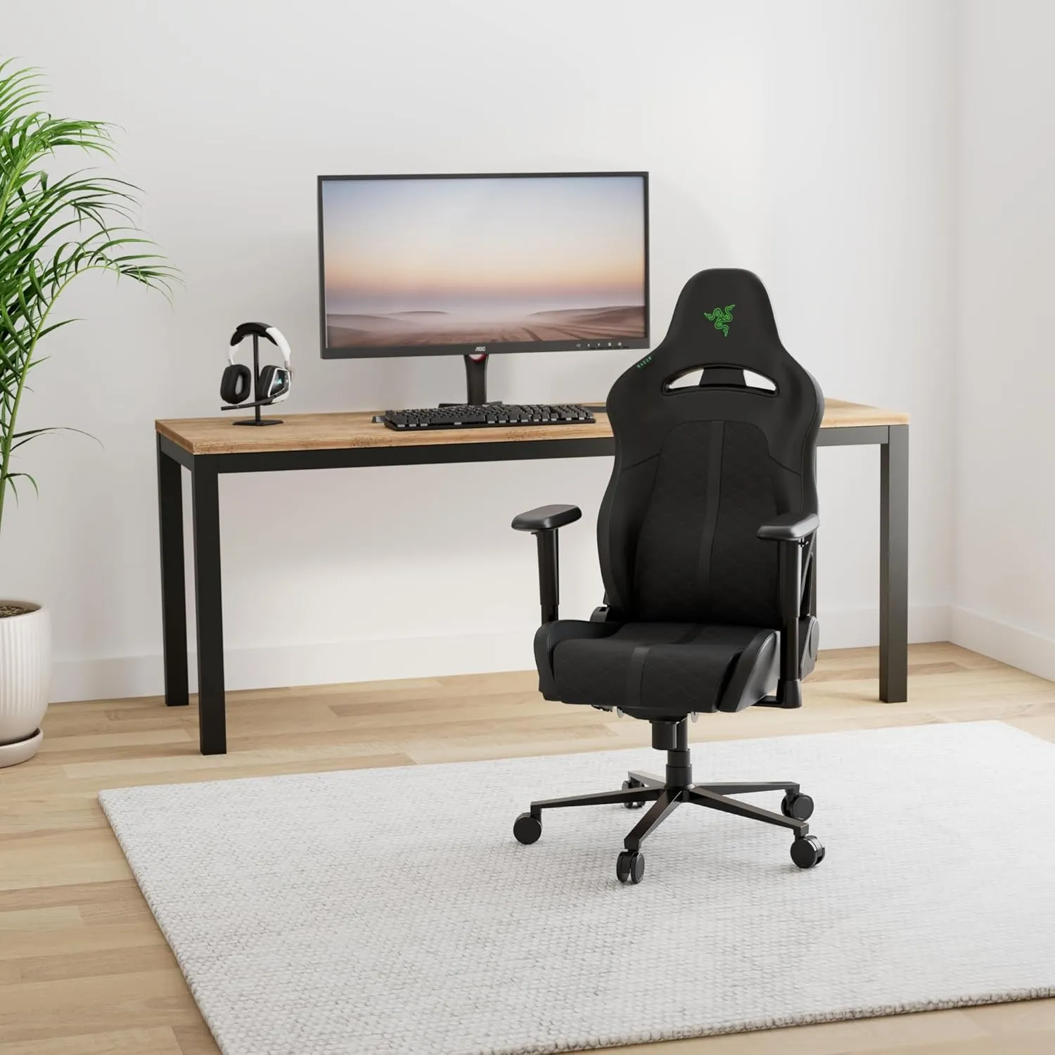 Razer Enki X Essential Gaming Chair: All-Day Comfort - Built-in Lumbar Arch - Optimized Cushion Density - Dual-Textured, Eco-Friendly Synthetic Leather - Adjustable 152-degree Recline - Black