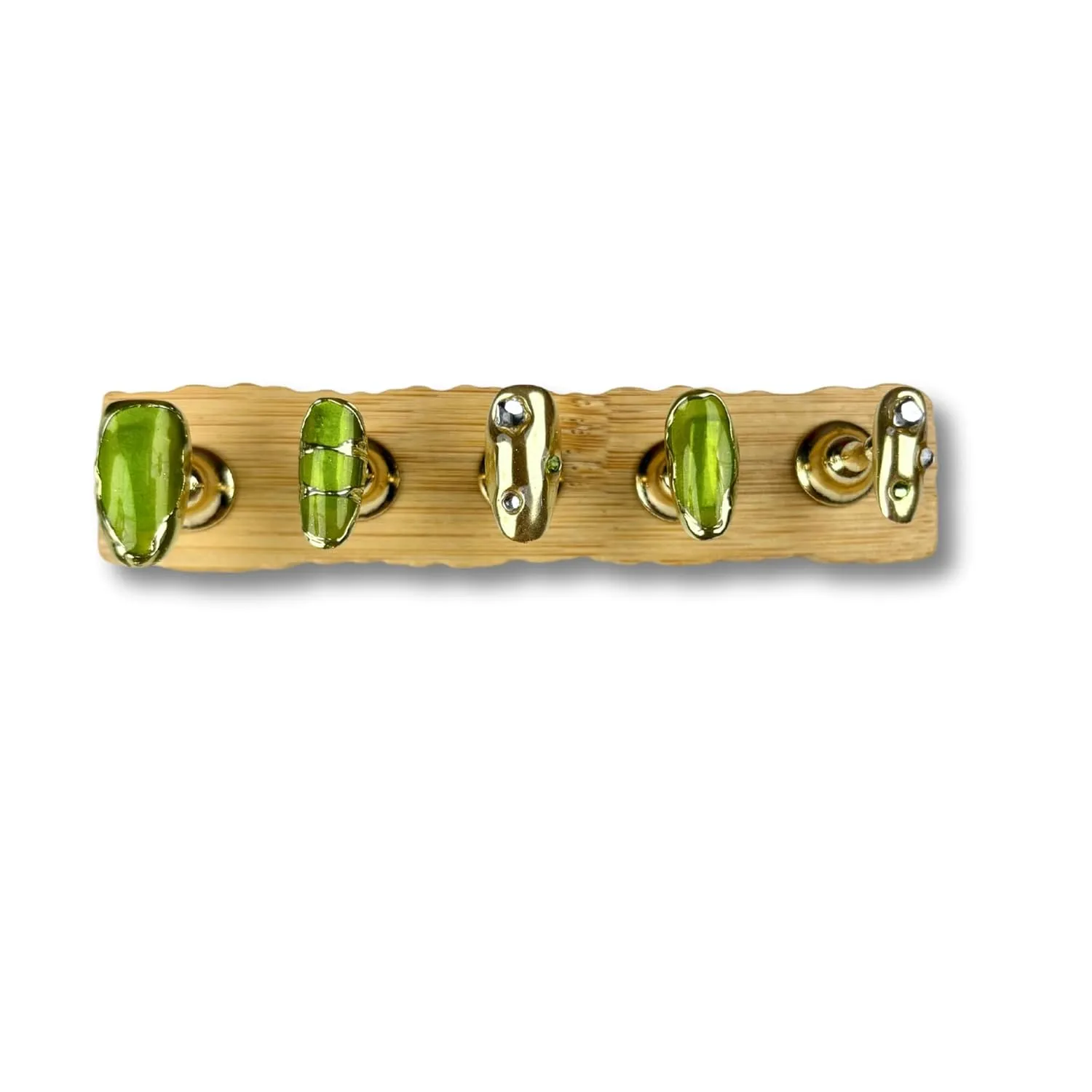 Real Handmade Press On Nails Short Squoval,10 Pcs Acrylic Nails Press Ons Green with Hand Painted Design-Nature Reusable Stick On Nails Lasts 15 Days No Glue Needed
