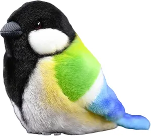 Realistic Great Tit Bird Plush Toy - Handcrafted Parus Major Stuffed Animal with Lifelike Details