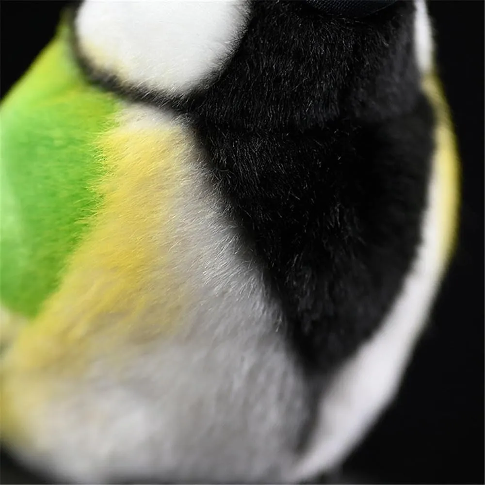 Realistic Great Tit Bird Plush Toy - Handcrafted Parus Major Stuffed Animal with Lifelike Details