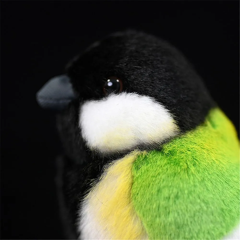 Realistic Great Tit Bird Plush Toy - Handcrafted Parus Major Stuffed Animal with Lifelike Details