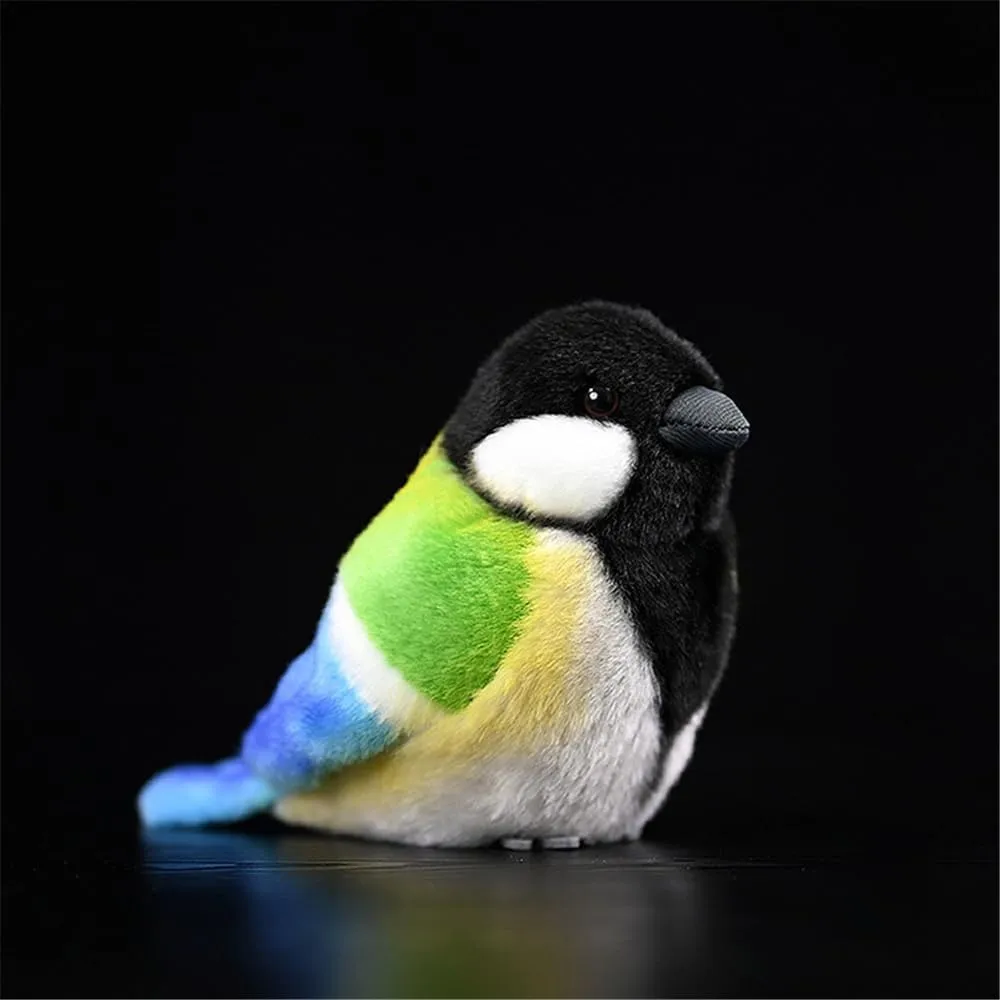 Realistic Great Tit Bird Plush Toy - Handcrafted Parus Major Stuffed Animal with Lifelike Details