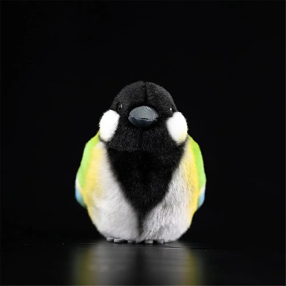 Realistic Great Tit Bird Plush Toy - Handcrafted Parus Major Stuffed Animal with Lifelike Details