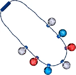 Red White Blue Firework Flashing Disco Balls Light Up Necklace