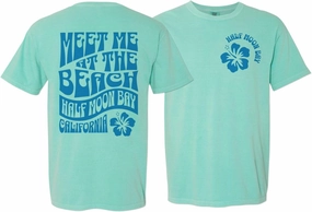 Retro Half Moon Bay California Front and Back Print Comfort Colors Short Sleeve Tee Unisex