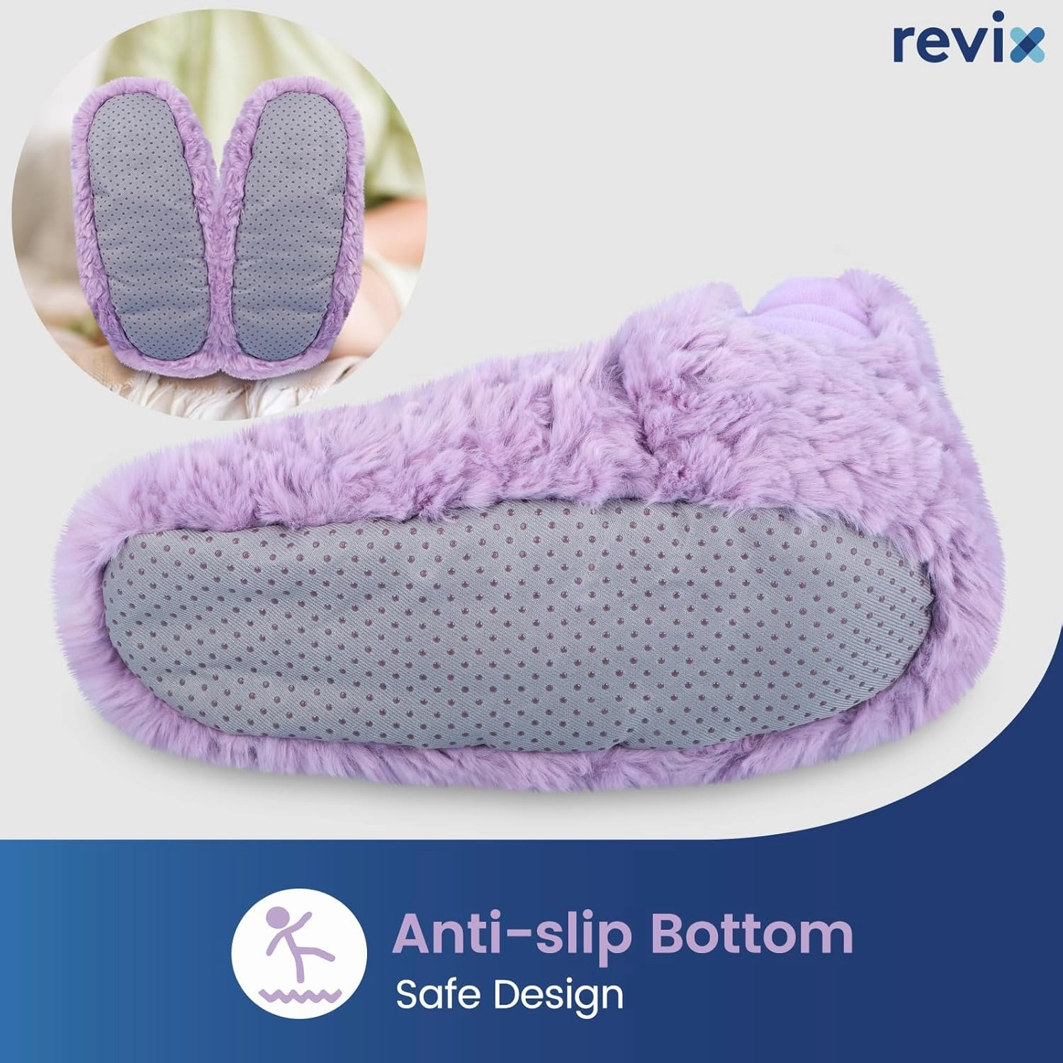 REVIX Microwavable Booties and Hot Feet Warmers for Women & Men, Heated Foot Warmer with Flaxseed Moist Heat Therapy for Cold Feet, Purple, L