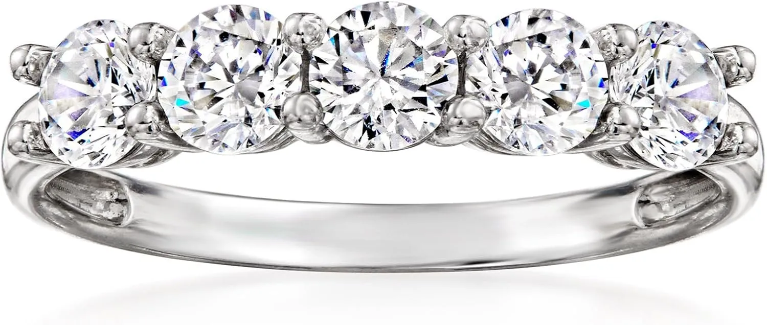 Ross-Simons 1.10 ct. t.w. CZ 5-Stone Ring in Sterling Silver