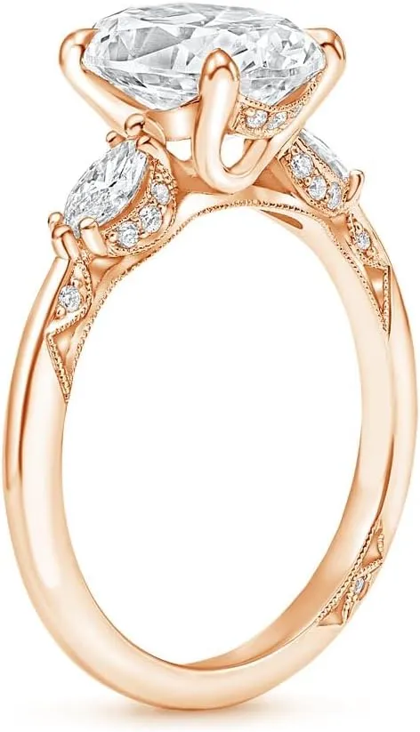 Round Brilliant Cut Three Stone Moissanite Engagement Ring 1-3.50 CT Wedding Bridal Set 925 Sterling Silver 10K 14K 18K Gold Anniversary Promise Ring Valentine Gift for Her