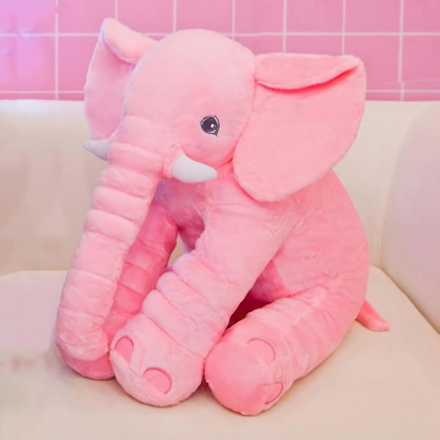 Ryttir 24 Inch Fuzzy Large Elephant Stuffed Animal, Soft Stuffed Elephant Toy Cuddly Bedroom Elephant Plush, Funny Elephant Gifts for Girls Boys
