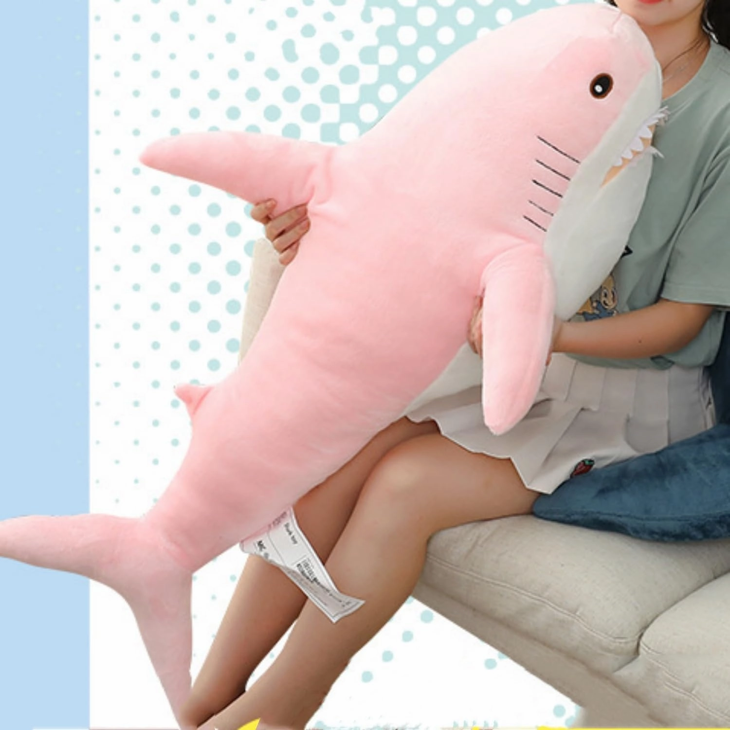 Ryttir 39.4 Inch XXL Giant Shark Stuffed Animal,Soft Shark Plush Chubbier Stuffed Shark Décor Fuzzy Shark Pillow,Perfect Stress Relief Shark Gifts for Women Kids