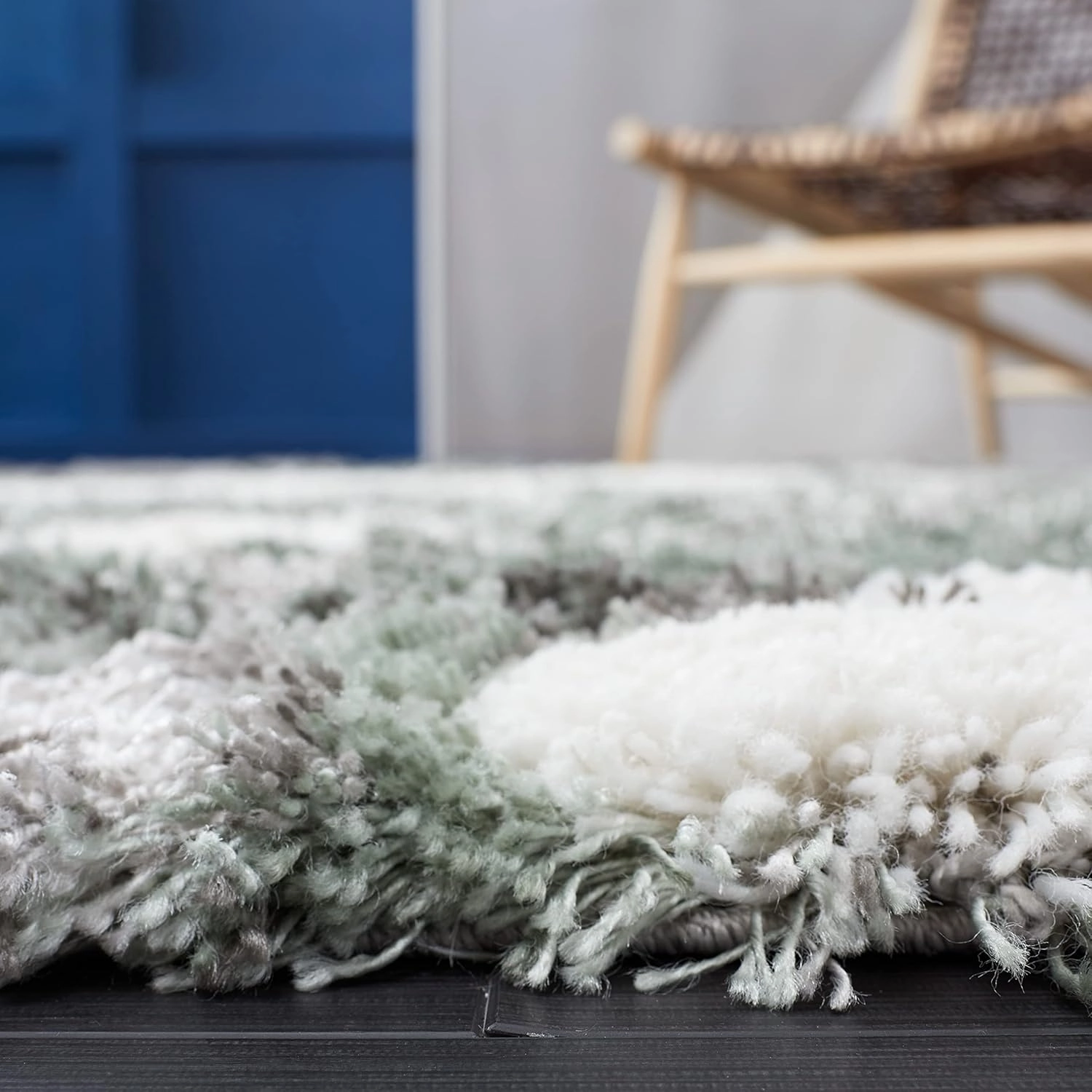 SAFAVIEH Horizon Shag Collection Area Rug - 9' x 12', Grey & Green, Modern Abstract Design, Non-Shedding & Easy Care, 2.6-inch Thick Ideal for High Traffic Areas in Living Room, Bedroom (HZN890Y)