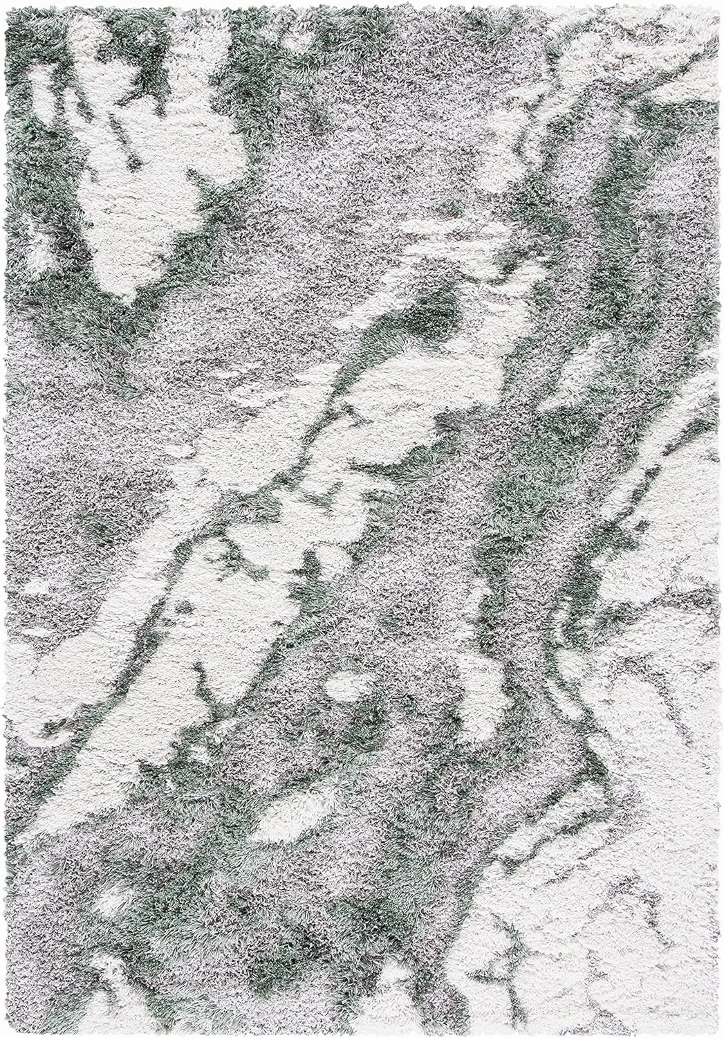 SAFAVIEH Horizon Shag Collection Area Rug - 9' x 12', Grey & Green, Modern Abstract Design, Non-Shedding & Easy Care, 2.6-inch Thick Ideal for High Traffic Areas in Living Room, Bedroom (HZN890Y)