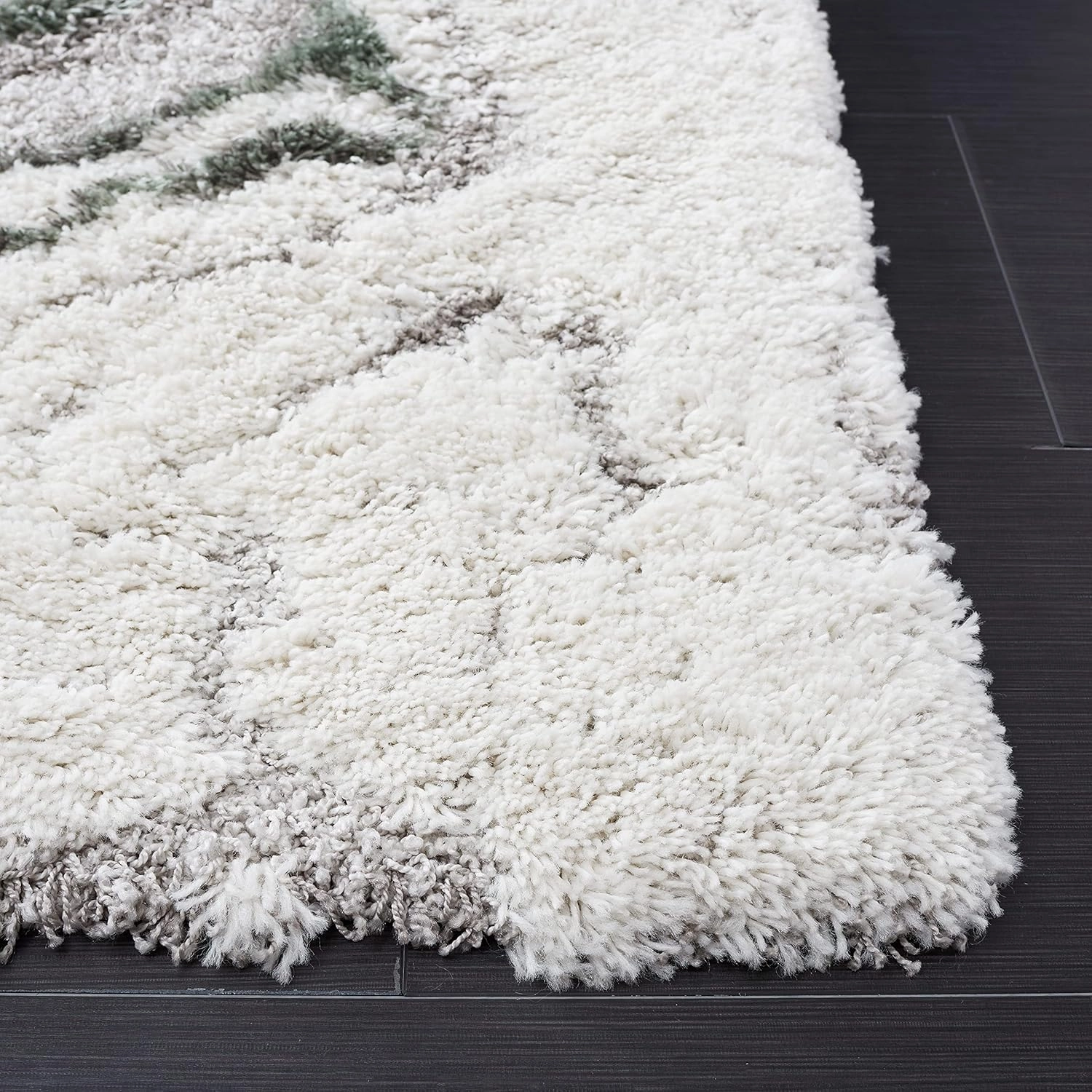 SAFAVIEH Horizon Shag Collection Area Rug - 9' x 12', Grey & Green, Modern Abstract Design, Non-Shedding & Easy Care, 2.6-inch Thick Ideal for High Traffic Areas in Living Room, Bedroom (HZN890Y)