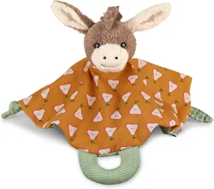 Safety Blanket S Donkey Emmilius, 21 cm, Plush and Jersey, Ochre Yellow/Multicoloured, Machine Washable