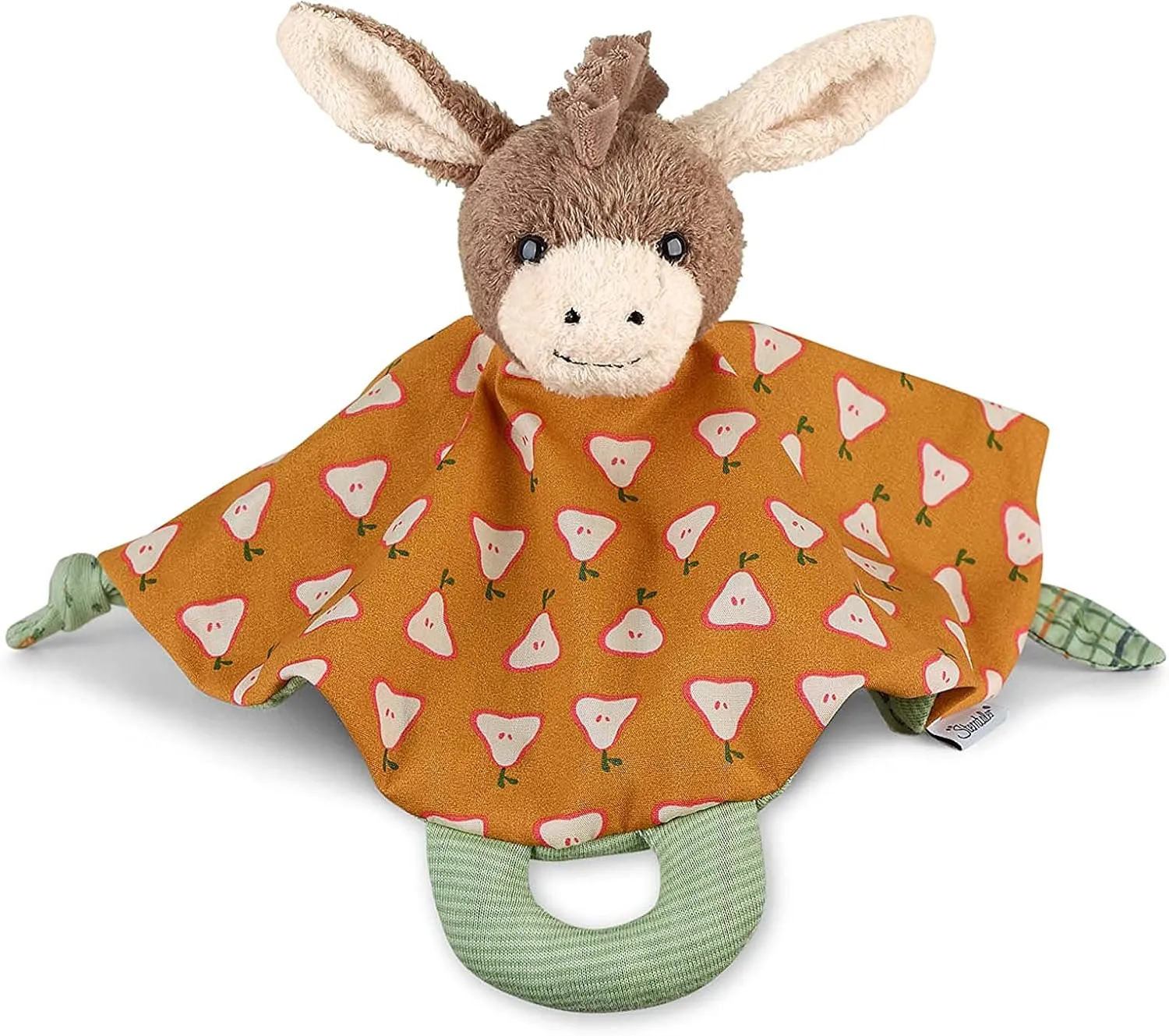 Safety Blanket S Donkey Emmilius, 21 cm, Plush and Jersey, Ochre Yellow/Multicoloured, Machine Washable