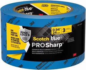 ScotchBlue PROSharp Painter's Tape 1 Inch Wide (0.94 in x 60 yd) 3 Rolls Blue Tape Protects Surfaces and Removes Easily, Edge-Lock Tape for Indoor and Outdoor Use (2093 -24AC3)