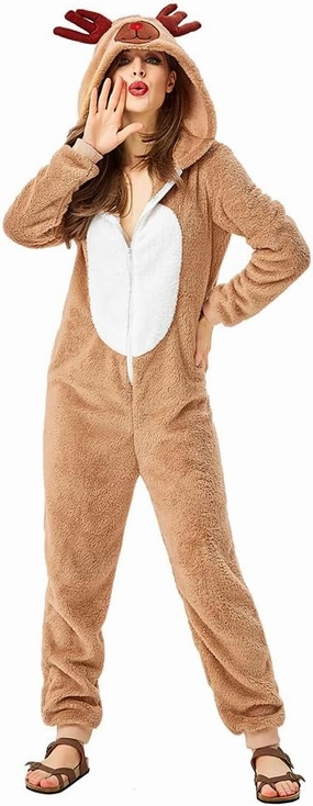 Seasons Christmas Costume Reindeer Adult Costume Unisex Deer Animal Onesie Party Jumpsuit