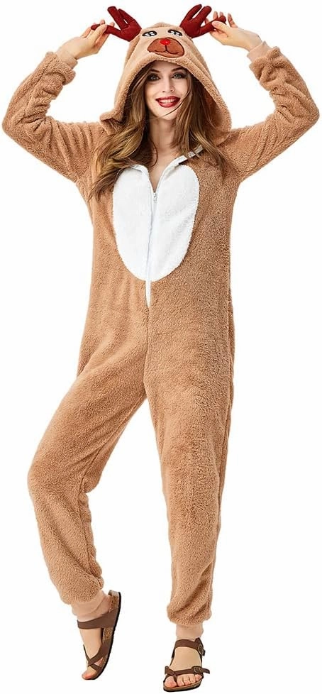 Seasons Christmas Costume Reindeer Adult Costume Unisex Deer Animal Onesie Party Jumpsuit